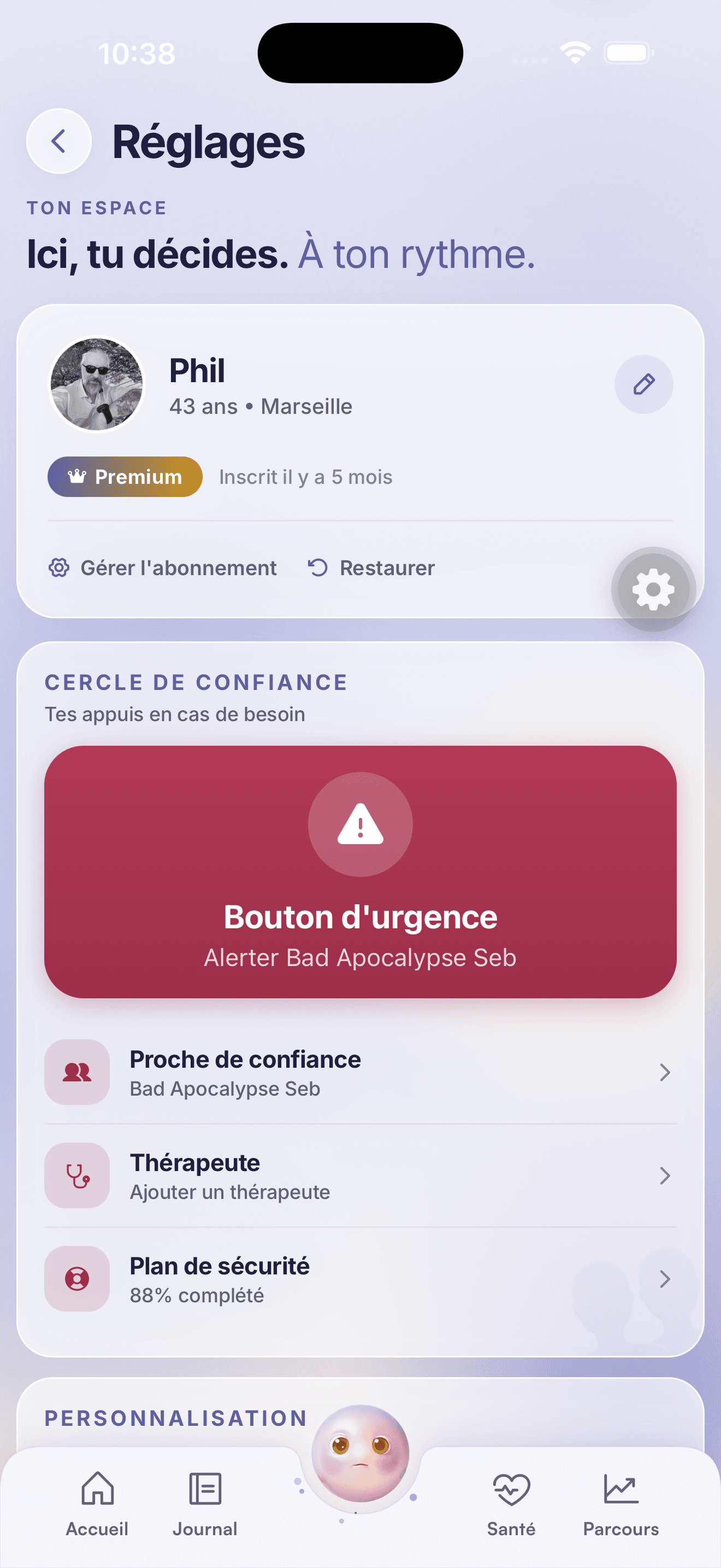 Cercle de confiance — partage sécurisé avec proches et soignants