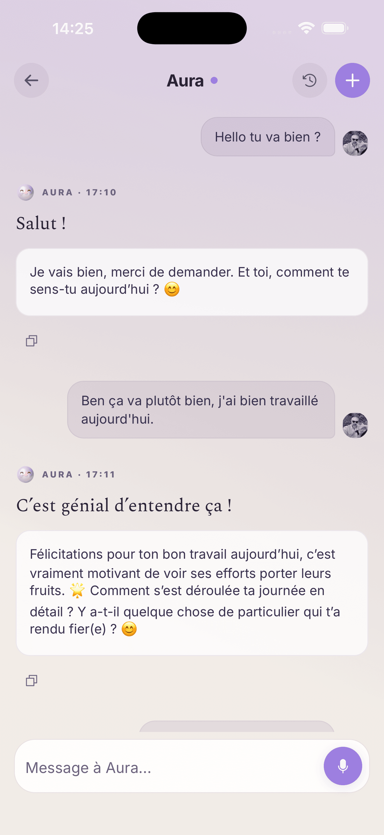 Aura — conversation empathique avec suggestions